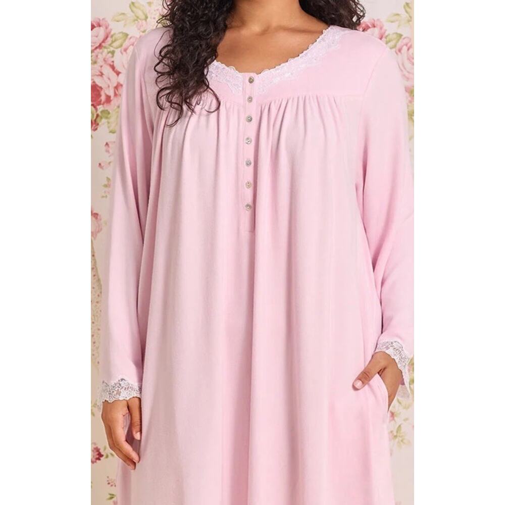 Eileen West NWT Pink Fairy Tale Cotton Super Soft Nightgown/Robe Pockets Sz XL